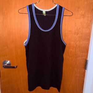 Mens M, Alternative Black Tank Top with Blue Trim